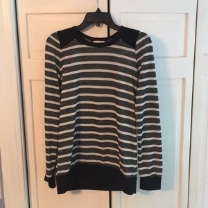 Striped Sweater with Suede Elbow Pads